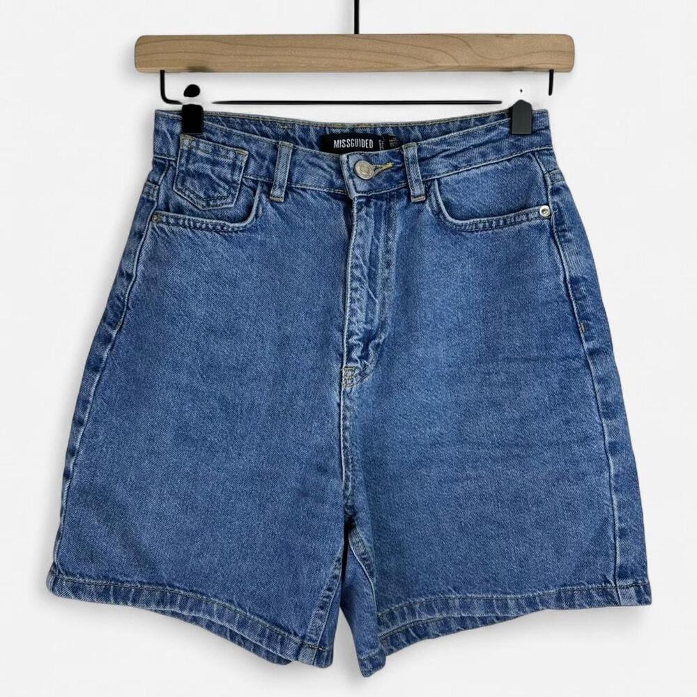 Missguided denim shorts high rise classic blue